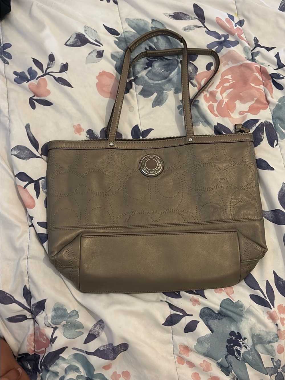Coach Taupe Leather Signature Tote